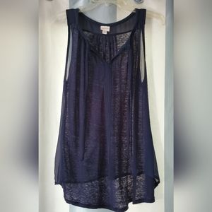 Navy Blue Loose Fit Sleeveless Top